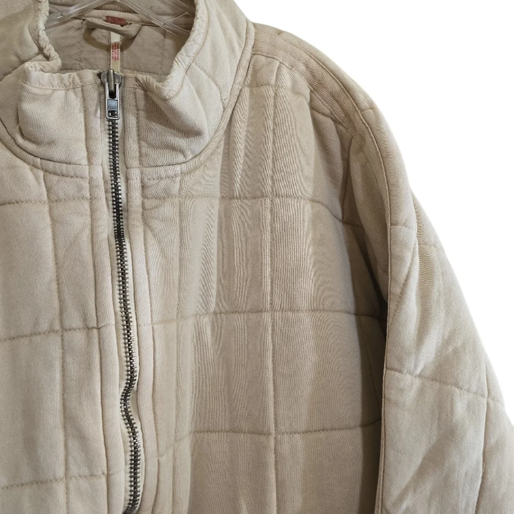 Free People Dolman Quilted Knit Jacket In Vanilla Creme XL Oversized Casual - Picture 10 of 15